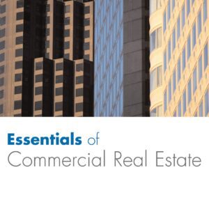 A picture of some buildings with the words " essentials of commercial real estate ".