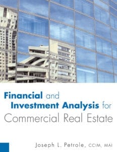 A picture of some buildings and windows with the words financial and investment analysis for commercial real estate.